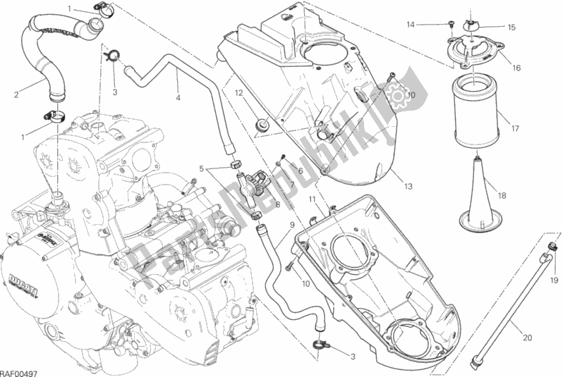 Todas as partes de Entrada De Ar - Respirador De óleo do Ducati Monster 1200 USA 2014